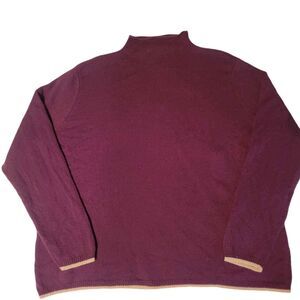 Women's Size 26/28 Venezia 80% Lambswool Plum and Beige Long Sleeve Sweater